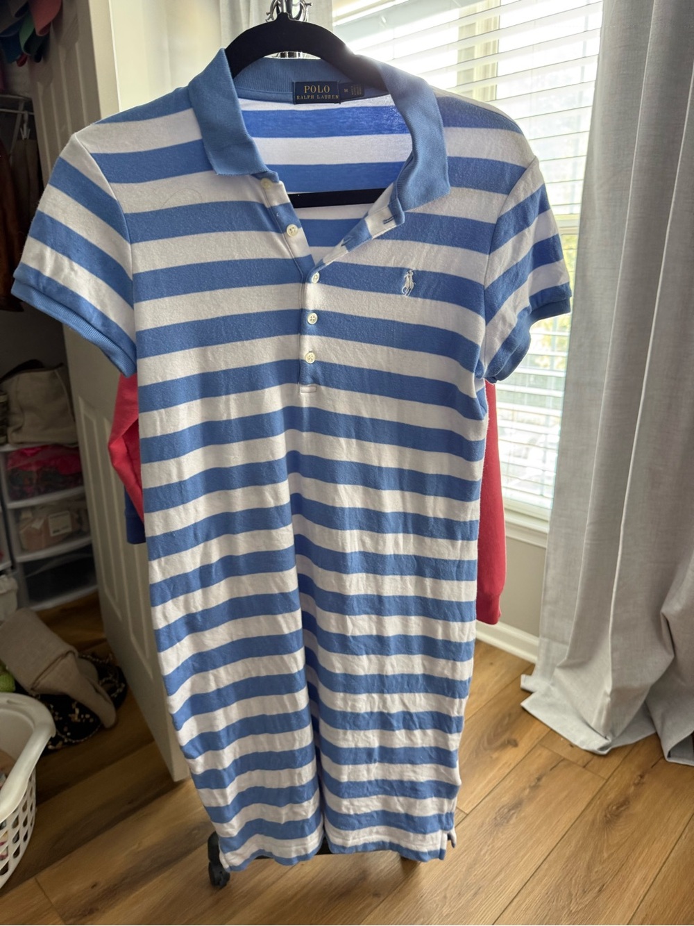 Ralph Lauren Blue and White Horizontal Stripe Polo Dress